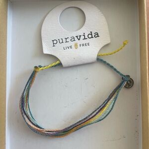Pura Vida Pastel Multi-String Bracelet in Teal, Yellow, Peach & Gray